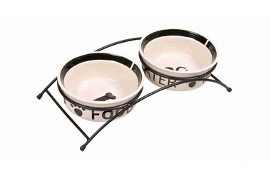 TRIXIE 24641 Set keramických misiek so stojanom 2 x 0.6 l / 15 cm