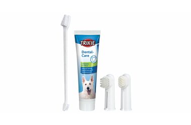 TRIXIE 2561 Sada zubnej starostlivosti / pasta s mätou 100g / 2 kefky na prst / 1x obojstranná kefka