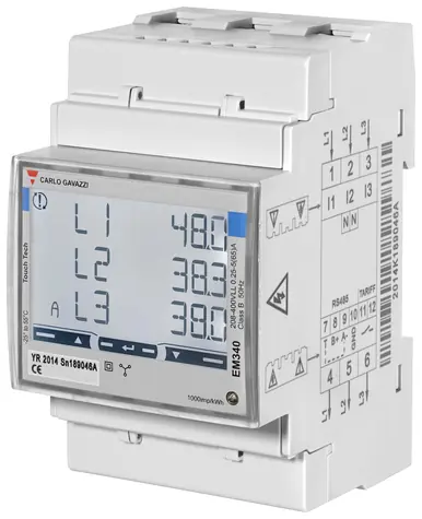 Carlo Gavazzi EM340DIN-AV23X-S1PFB / Trojfázový dvojtarifný elektromer 3x65A / EM340 MID certificate
