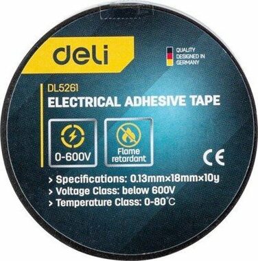 Deli Tools EDL5261 Izolačná páska 0.13 mm x 18 mm x 10 m čierna