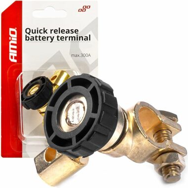 AMiO Odpojovač autobatérie/akumulátora 12/24V 300A - na mínus pól / typ L / 90 stupňov uhol