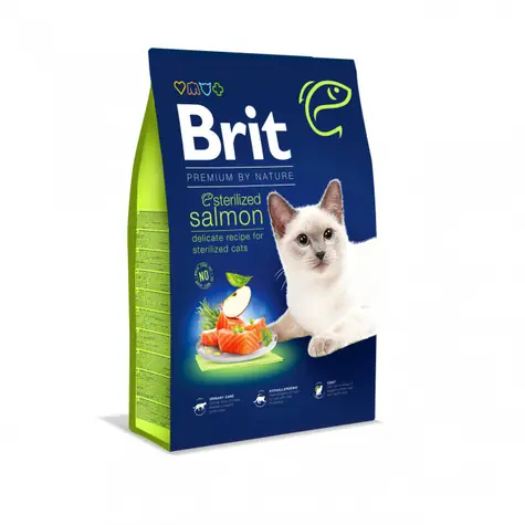 Brit Premium by Nature Cat Sterilized Salmon 8 kg / Prémiové krmivo / pre dospelé kastrované mačky