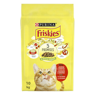 PURINA Friskies Krmivo pre mačky hovädzie kura so zeleninou 10kg / Granule pre mačky / pre dospelé mačky