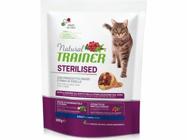 Trainer Natural Cat STERILISED sušená šunka 300g / Granule pre mačky / pre sterilizované dospelé mačky