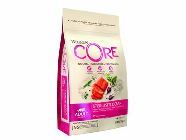 Wellness Core Cat Ocean Adult Sterilised losos 4kg / Granule pre mačky / pre sterilizované a staršie mačky