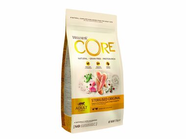 Wellness Core Cat Original Adult Sterilised morka a kura 1.75kg / Granule pre mačky / pre dospelé kastrované mačky