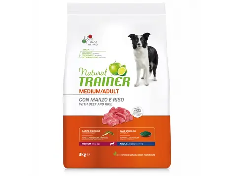 Natural Trainer Medium Adult hovädzie a ryže 3kg / Kompletné krmivo pre dospelé psy stredných plemien