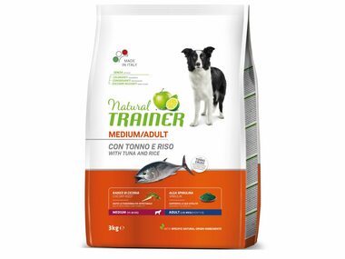 Trainer Natural Medium Adult ryba a ryža 3kg / Kompletné krmivo pre dospelé psy stredných plemien
