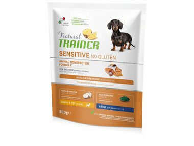 Trainer Natural Sensitive No glutén Adult Mini losos 800g / Kompletné krmivo pre dospelých psov malých plemien
