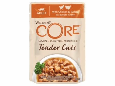 Wellness Core Cat Tender kura a morka v omáčke Kapsička 85g