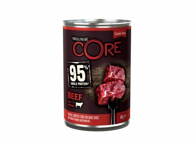 Wellness Core Dog 95% Proteín Adult hovädzie s brokolicou 400g / Konzerva pre psov