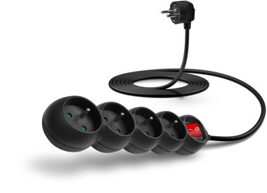 Connect IT CES-1011 čierna / Predlžovací kábel / 3M / 4 zásuvky / vypínač