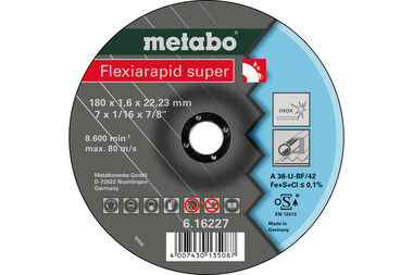 Metabo Flexiarapid super / Rezný kotúč na oceľ / Priemer 180 x 22.2 mm / Šírka rezu 1.6 mm