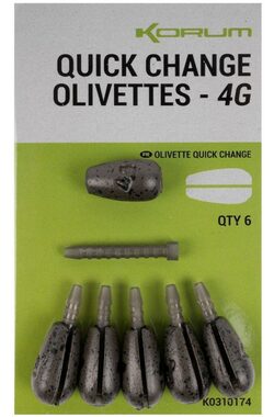 KORUM Rýchlovýmenná záťaž Quick Change Olivettes 4g 6ks