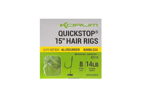 KORUM Nadväzec Big Fish Hair Rigs W/Quickstops 10cm Veľkosť 10 8ks