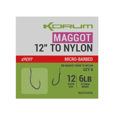 KORUM Nadväzec Maggot Hook To Nylon Barbed Veľkosť 14 8ks
