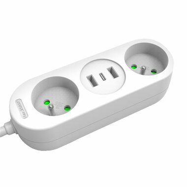 Solight 2z + USB A + C 17W 1.5m biela / 2 zásuvky / 2x USB-A (max 17W) / 1x USB-C (max 17W)