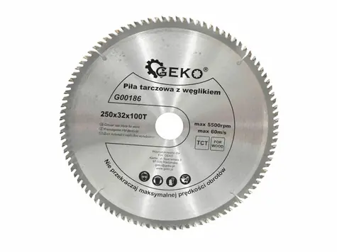 GEKO G00186 / Pílový kotúč TCT + redukcia 25.4 mm / 250 x 32 mm / 100T