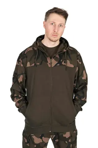 FOX Mikina LW Kaki/Camo Split Zip Hoody M