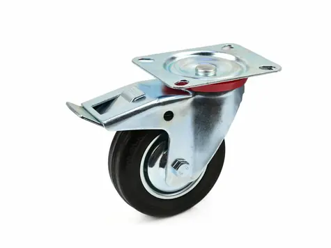 GEKO Náhradné otočné koliesko gumové s brzdou 100mm 