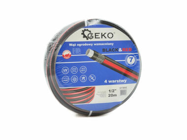 GEKO Záhradná hadica vystužená BLACK&RED 1/2" 50m na vodu 4-vrstvová 