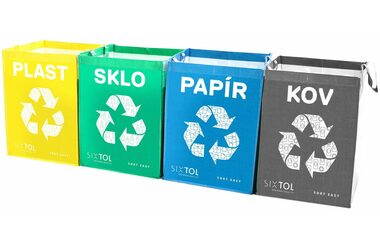 SIXTOL SORT Easy 4 METAL 4ks / Tašky na triedený odpad / 30x30x40cm / 4x36l