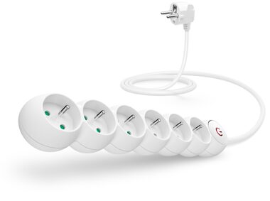 Connect IT CES-1015-WH Predlžovací kábel 230V biela / 5m / 6 zásuviek / vypínač 
