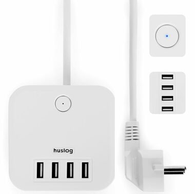 Huslog Predlžovací prívod 230V 1.5m biela / 3 zásuvky / 4X USB-A
