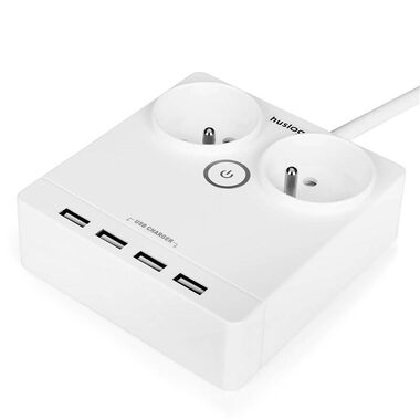 Huslog Predlžovací prívod 230V 1.5m biela / 2 zásuvky / 4X USB-A