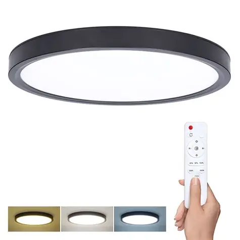 Solight WO8018 LED osvetlenie s diaľkovým ovládačom Estela Black / 36W / 2700lm / 30cm / zmena chromatickosti / stmievateľn