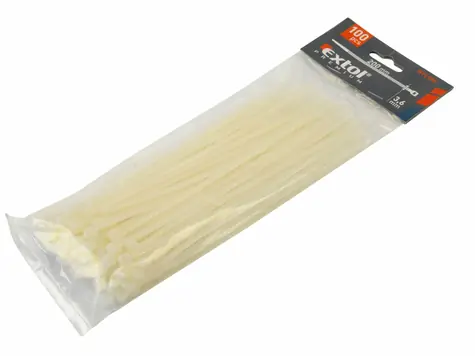 Extol Premium Pásky na vodiče biele 250x4.8mm 100ks / NYLON