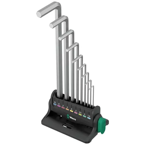 Wera 950/9 Hex- PLUS 8 / sada uhlových kľúčov / metrická / chrómovaný držiak / 10 dielny