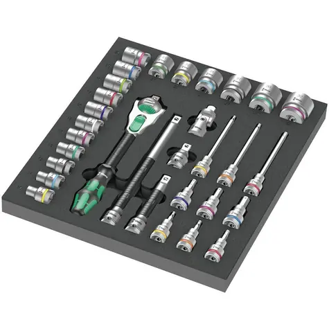 Wera 9722 Račňa 8000 C Zyklop 1/2" v penovej vložke set 1 - 31 dielny