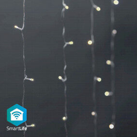 Nedis Vianočné Osvetlenie SmartLife / Záves / Wi-Fi / Teplá biela / 200 LED's / 3.00 m / Android & iOS