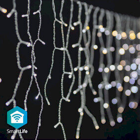 Nedis Vianočné Osvetlenie SmartLife / Rampouch / Wi-Fi / Teplé až chladné biele / 240 LED's / 5.00 m / Android & iOS