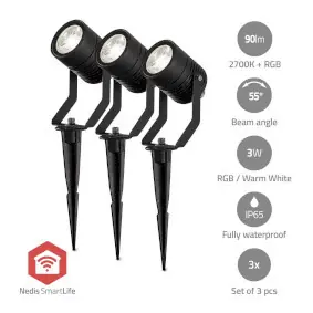 Nedis Vonkajšie svetlo Smartlife / 3 x 90 lm / Zigbee 3.0 / 3 x 3 W / RGB / 2700 K / Hliník / Android & iOS