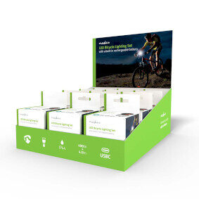 Nedis Svetlo na Bicykel / Napájanie z batérie / 5 V DC / 3 W / Vrátane batérií / Dobíjacie / 400 lm / 4.5 lm / 100 m / 110 °