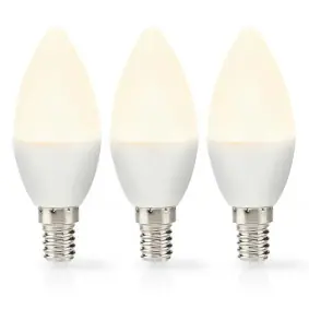 Nedis LED žiarovka E14 / Sviečka / 2.8 W / 250 lm / 2700 K / Teplá biela / Matné / 3 ks