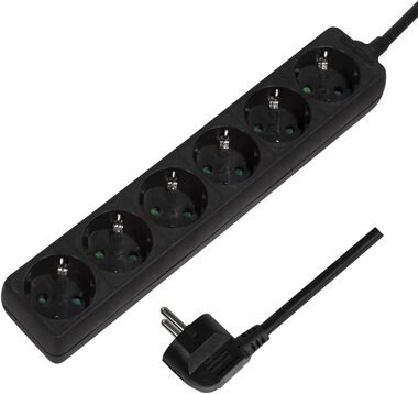 LogiLink LPS238B čierna / Predlžovací prívod 230V / 1.5m / 6 zásuviek