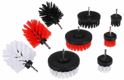 SIXTOL CAR DETAILING DRILL BRUSH 9 / Sada kief na vŕtačku na čistenie auta / 9ks 