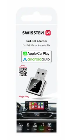 Swissten CarLink adaptér (Apple CARPLAY/ANDROID AUTO) / Bluetooth / USB-A/C