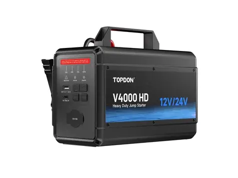 Topdon Car Jump Starter V4000 HD/3000A (24V) / 4000A (12V) / 24000mAh / 16l benzín / 16l Diesel / LED svetlo