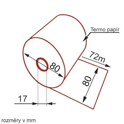 Pokladničný kotúčik TERMO 80/80/17mm / dĺžka 78m / 1 ks