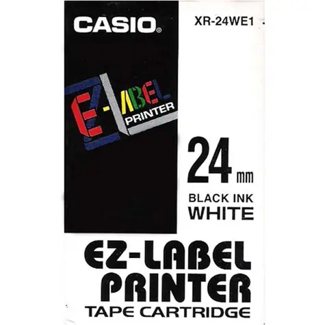 CASIO originálna páska do tlačiarne štítkov CASIO XR-24WE1 / čierna tlač / biely podklad / nelaminovaná / 8m / 24mm