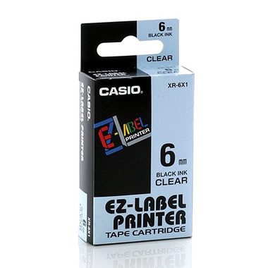 CASIO Páska do tlačiarne štítkov CASIO XR-6X1 / čierna tlač / priehľadný podklad / 6mm