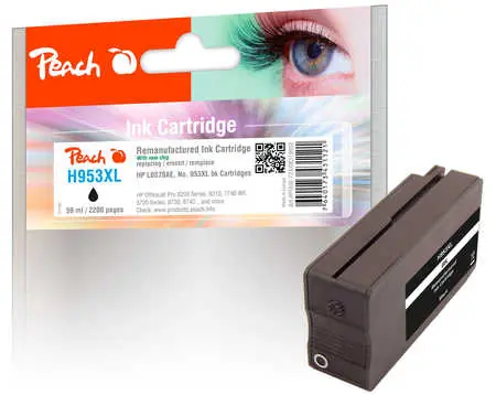 Peach remanufactured alternatívny cartridge HP 953XL (L0S70AE) čierna / 59 ml / new chip