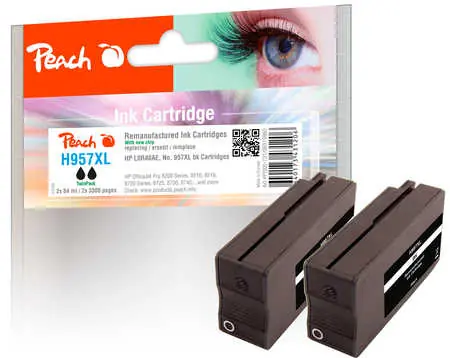 Peach remanufactured alternatívny cartridge HP 957XL (L0R40AE) TwinPack čierna / 2x 84 ml / new chip