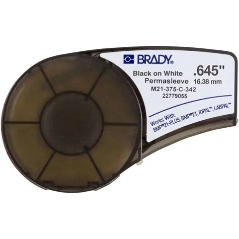 BRADY páska na označovanie káblov / čiernobiela / -55 ° C až 135 ° C / kompatibilná s BMP 21, BMP 21- PLUS, IDPAL, LABPAL