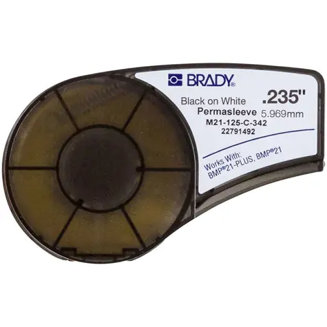 BRADY Permasleeve páska na označovanie káblov / čiernobiela / 2.1mx 5.96mm / polyolefín / -55 až 135 °C