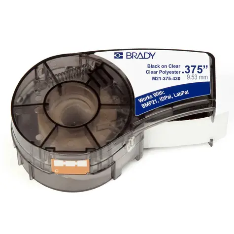 BRADY BMP21 Series označovacia páska / čierno-priehľadná / 6.4mx 9.53mm / odolná / pre BMP21, LABPAL a IDPAL